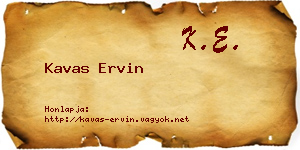 Kavas Ervin névjegykártya